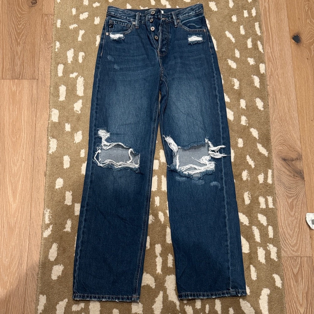 Kancan wide leg distressed Blue Jeans